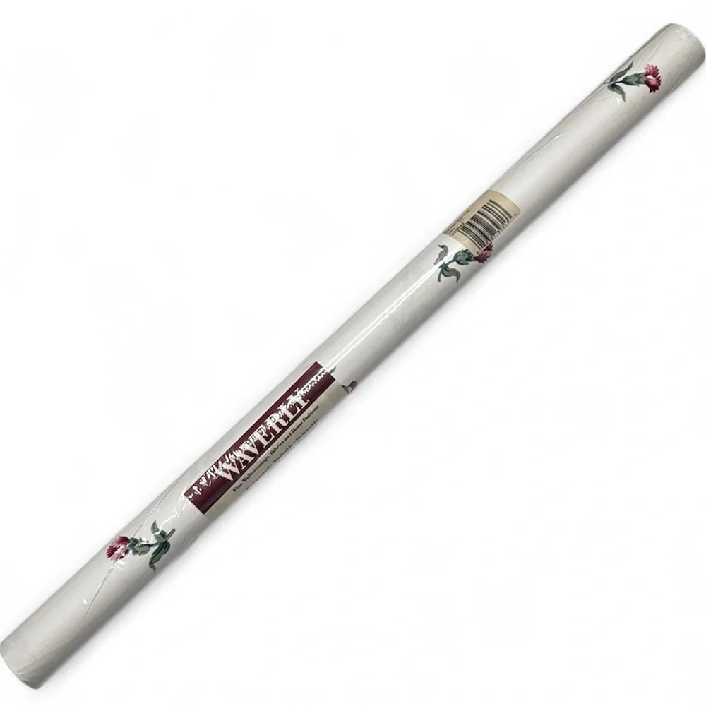 New Waverly Wallpaper 561770 Double Roll White Floral Flowers Pink Green Vintage